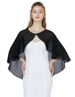 BEAUTELICATE Chiffon Stola Damen Festlich Chiffon Schal Cape Bolero Strickjacke für Hochzeit Braut Abendkleid Brautkleid Sommer (Kurzer Stil - Elfenbein) von BEAUTELICATE