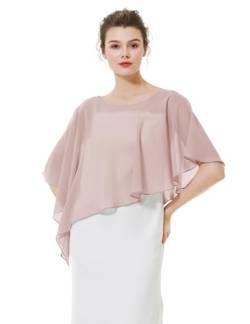 BEAUTELICATE Damen Chiffon Schal Stola Eleganten Cape Umhang für Braut Sommer Hochzeits Festliche Abendkleid Dusty Rose Einheitsgröße von BEAUTELICATE