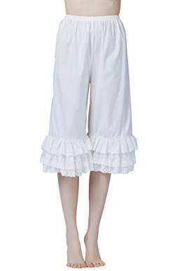 BEAUTELICATE Damen Hosenunterröcke Baumwolle Vintage Rüschen Pumphose Bloomers Lang Viktorianisch Schlafanzughose Mittelalter Renaissance Kostüm von BEAUTELICATE