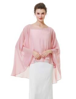 BEAUTELICATE Damen Stola Schal Chiffon Umhang Cape Elegant Für Hochzeit Brautkleid Abendkleid Festlich Ballkleid Strandkleid (Kurzer Stil - Ballet Pink, Einheitsgröße) von BEAUTELICATE