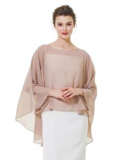 BEAUTELICATE Damen Stola Schal Chiffon Umhang Cape Elegant Für Hochzeit Brautkleid Abendkleid Festlich Ballkleid Strandkleid (Kurzer Stil - Dusty Pink, Einheitsgröße) von BEAUTELICATE