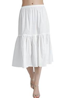 BEAUTELICATE Damen Unterrock 100% Baumwolle mit Rüschenrand Petticoat Crinoline Vintage Kurz Lang Underskirt Antistatisch (Elfenbein - 75cm, 2XL) von BEAUTELICATE