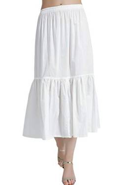 BEAUTELICATE Damen Unterrock 100% Baumwolle mit Rüschenrand Petticoat Crinoline Vintage Kurz Lang Underskirt Antistatisch (Elfenbein - 85cm, 2XL) von BEAUTELICATE