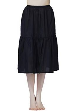 BEAUTELICATE Damen Unterrock 100% Baumwolle mit Rüschenrand Petticoat Crinoline Vintage Kurz Lang Underskirt Antistatisch (Schwarz - 75cm, L) von BEAUTELICATE