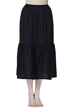 BEAUTELICATE Damen Unterrock 100% Baumwolle mit Rüschenrand Petticoat Crinoline Vintage Kurz Lang Underskirt Antistatisch (Schwarz - 85cm, 2XL) von BEAUTELICATE