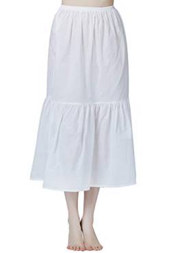 BEAUTELICATE Damen Unterrock 100% Baumwolle mit Rüschenrand Petticoat Crinoline Vintage Kurz Lang Underskirt Antistatisch (Weiß - 85cm, 2XL) von BEAUTELICATE