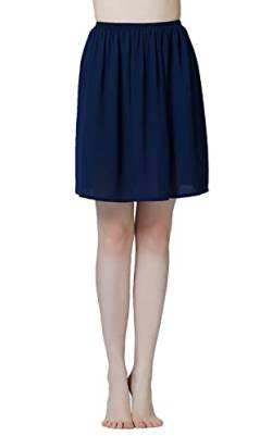 BEAUTELICATE Damen Unterrock Kurz Lang Halbrock Knielang Petticoat Unterkleid Kühl für Durchsichtige Kleider (Dunkelblau - 40cm Lange, L) von BEAUTELICATE