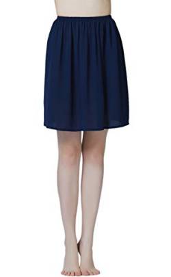 BEAUTELICATE Damen Unterrock Kurz Lang Halbrock Knielang Petticoat Unterkleid Kühl für Durchsichtige Kleider (Dunkelblau - 60cm Lange, XL) von BEAUTELICATE