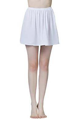 BEAUTELICATE Damen Unterrock Kurz Lang Halbrock Knielang Petticoat Unterkleid Kühl für Durchsichtige Kleider (Weiß - 40cm Lange, L) von BEAUTELICATE