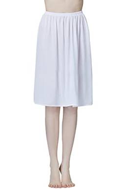 BEAUTELICATE Damen Unterrock Kurz Lang Halbrock Knielang Petticoat Unterkleid Kühl für Durchsichtige Kleider (Weiß - 60cm Lange, M) von BEAUTELICATE