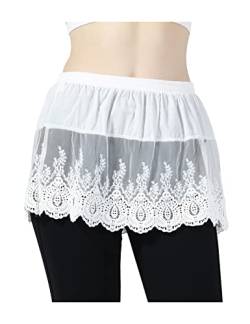 BEAUTELICATE Hemdverlängerung Damen Mini Unterrock Baumwolle Blusenrock Petticoat Extender Hemd Layering Top Spitze (Stil 1 - Elfenbein,XL) von BEAUTELICATE