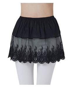 BEAUTELICATE Hemdverlängerung Damen Mini Unterrock Baumwolle Blusenrock Petticoat Extender Hemd Layering Top Spitze (Stil 1 - Schwarz,M) von BEAUTELICATE
