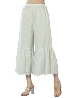 BEAUTELICATE Hosenunterröcke Damen Pettipant 100% Baumwolle Culottes Hosen Anti-Static Viktorianisches Hosenrock Schlafhose Pyjamahose von Bestickte Spitze (Beige, XL) von BEAUTELICATE
