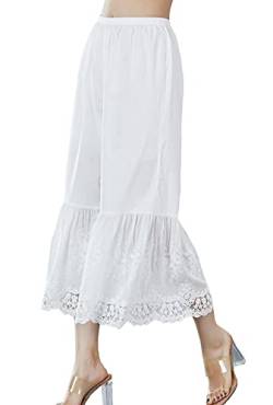 BEAUTELICATE Hosenunterröcke Damen Pettipant 100% Baumwolle Culottes Hosen Anti-Static Viktorianisches Hosenrock Schlafhose Pyjamahose von Spitze (Elfenbein, M) von BEAUTELICATE