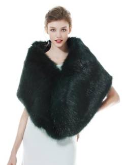 BEAUTELICATE Kunstpelz Stola Schal Damen Pelz Brautschal Brautstola Wrap Schwarz Elfenbein für Braut Winter Hochzeit Festival Weihnachten (Langes Fell - Moos Grün) von BEAUTELICATE