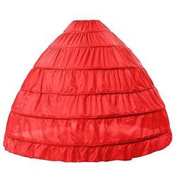 BEAUTELICATE Petticoat Reifrock Unterröcke Damen Lang Fur Brautkleid Hochzeitskleid Vintage Crinoline Underskirt., Rot, Einheitsgröße von BEAUTELICATE