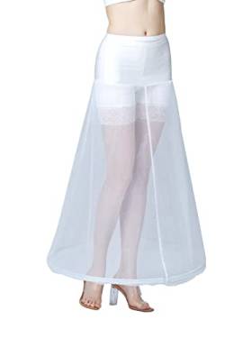 BEAUTELICATE Petticoat Unterröcke Reifrock Damen Rockabilly A Linie Lang für Hochzeit Brautkleid Abendlieid Weiß (Weiß - 1 Reifen,44-46) von BEAUTELICATE