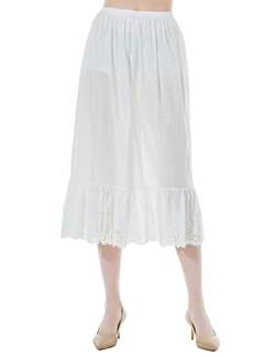 BEAUTELICATE Unterrock Damen 100% Baumwolle Lang Antistatisch Petticoat Halbrock Unterkleid für Kleid mit Anglaise Lace Dirndl Unterrock (Elfenbein - 80cm, XXL) von BEAUTELICATE