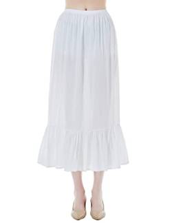 BEAUTELICATE Unterrock Damen 100% Baumwolle Lang Antistatisch Petticoat Halbrock Unterkleid für Kleid mit Rüschen (Weiß - 85cm, L) von BEAUTELICATE