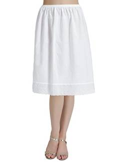 BEAUTELICATE Unterrock Damen 100% Baumwolle Lang Kurz Antistatisch Petticoat Halbrock Unterkleid für Kleid mit Anglaise Lace Schwarz Elfenbein (Elfenbein - 60cm Länge, XXL) von BEAUTELICATE
