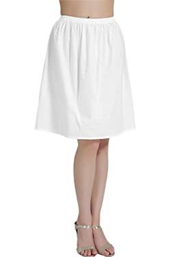 BEAUTELICATE Unterrock Damen 100% Baumwolle Lang Kurz Petticoat Halbrock Antistatisch Dirndl Unterrock Knielang für Durchsichtige Kleider Sommer (Elfenbein - 40cm Länge,XL) von BEAUTELICATE