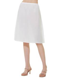 BEAUTELICATE Unterrock Damen 100% Baumwolle Lang Kurz Petticoat Halbrock Antistatisch Dirndl Unterrock Knielang für Durchsichtige Kleider Sommer (Elfenbein - 60cm Länge, M) von BEAUTELICATE