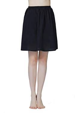 BEAUTELICATE Unterrock Damen 100% Baumwolle Lang Kurz Petticoat Halbrock Antistatisch Dirndl Unterrock Knielang für Durchsichtige Kleider Sommer (Schwarz - 60cm Länge, S) von BEAUTELICATE