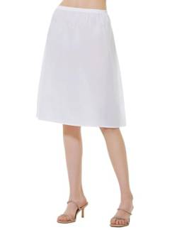 BEAUTELICATE Unterrock Damen 100% Baumwolle Lang Kurz Petticoat Halbrock Antistatisch Dirndl Unterrock Knielang für Durchsichtige Kleider Sommer (Weiß - 60cm Länge, S) von BEAUTELICATE