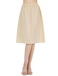 BEAUTELICATE Unterrock Damen 100% Baumwolle Lang Kurz Vintage Petticoat Unterrock für Durchsichtige Kleider Halbrock Caramel Weiß Schwarz Elfenbein (Nude - 60cm Länge, XXL) von BEAUTELICATE