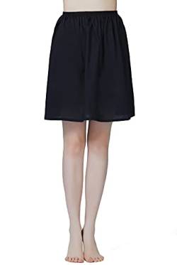BEAUTELICATE Unterrock Damen 100% Baumwolle Lang Kurz Vintage Petticoat Unterrock für Durchsichtige Kleider Halbrock Caramel Weiß Schwarz Elfenbein (Schwarz - 50cm Länge, XXL) von BEAUTELICATE