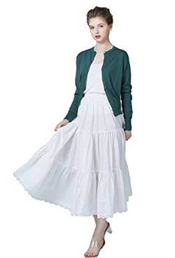 BEAUTELICATE Unterrock Damen 100% Baumwolle Vintage A-Linie Rock Lang Kurz Halbrock mit Spitze Petticoat Unterrock für Dirndl 55CM 75CM 90CM S M L XL XXL (Elfenbein Weiß - 36", S) von BEAUTELICATE