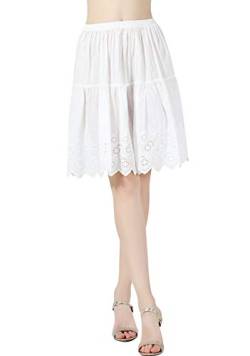 BEAUTELICATE Unterrock Damen 100% Baumwolle Vintage Petticoat Unterrock Lang Kurz Halbrock mit Spitze Stickerei für Dirndl 50er Jahre Rock (Elfenbein - 55cm,M) von BEAUTELICATE
