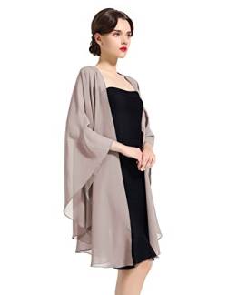 Chiffon Schal Stola Bolero Damen Für Abendkleid Festlich Hochzeit Braut Frühling Sommer Jacke, Khaki, Einheitsgröße von BEAUTELICATE