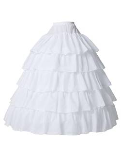 Petticoat Unterröcke Reifrock Rockabilly Rüschen A Linie Lang Vintage für Hochzeit Brautkleid S - Weiß - Gr. L-XL von BEAUTELICATE