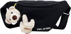 Bauchtasche Teddybär, 3D Cartoon Tier Kawaii Süße Tragetasche Brusttasche Tasche Japanischer Stil Geldbörse Schultertasche Geschenk Teenager Kind Student Schule Outdoor Sport (Schwarz) von BEAUTYBIGBANG