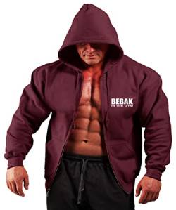 BEBAK Herren Gym Hoodie | Reißverschluss Pullover Hoodie Kleidung für Herren Bodybuilding Top Arnold inspiriertes Sweatshirt T Shirt S M L XL 2XL 3XL 4XL 5X, para Maroon, XL von BEBAK ACTIVE