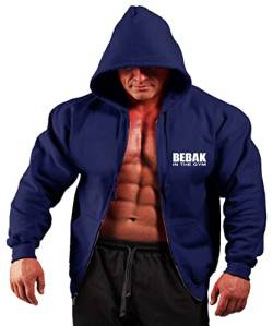 BEBAK Herren-Kapuzenpullover, Reißverschluss, Hoodie, Kleidung für Herren, Bodybuilding, Top, Arnold inspiriertes Sweatshirt, T-Shirt, S, M, L, XL, 2XL, 3XL, 4XL, 5X, Navy, XXXXX-Large von BEBAK ACTIVE