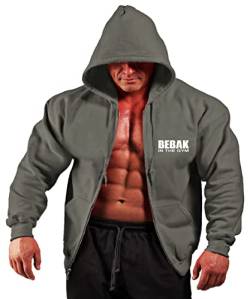 BEBAK Herren-Kapuzenpullover, Reißverschluss, Hoodie, Kleidung für Herren, Bodybuilding, Top, Arnold inspiriertes Sweatshirt, T-Shirt, S, M, L, XL, 2XL, 3XL, 4XL, 5X, anthrazit, L von BEBAK ACTIVE