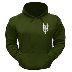 BEBAK Herren Gym Hoodie | Who Trainins Wins Pullover Hoody Kleidung für Herren Bodybuilding Top Sweatshirt S-5XL, military green, L von BEBAK