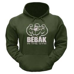 Bebak Herren Gym Hoodie | Pullover Kleidung für Männer Bodybuilding Top Sweatshirt Bear Bodybuilder S M L XL 2XL 3XL 4XL 5XL, military green, XXXL von BEBAK
