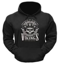 bebak Herren Gym Hoodie | Viking Pullover Hoody Gym Kleidung Männer Bodybuilding Top Workout Kleidung Sweatshirt S-5XL, Schwarz , XXXXX-Large von BEBAK