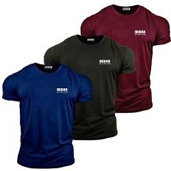 bebak Herren Gym T Shirt 3er Pack | Bodybuilding T Shirts Gym Kleidung für Männer Arnold Gym Wear Multipack Training Tops, Schwarz, Marineblau & Para Maroon, XXL von BEBAK