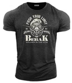 bebak Herren Gym T-Shirt | Viking Warrior | Gym Kleidung für Männer | Arnold Bodybuilding T-Shirt | Ideal für MMA Strongman Crossfit, Granit-Soldat, XXL von BEBAK