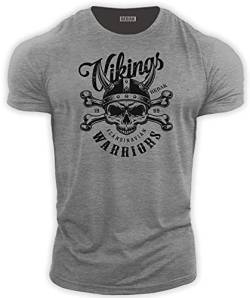 bebak Herren Gym T-Shirt | Viking Warrior | Gym Kleidung für Männer | Arnold Bodybuilding T-Shirt | Ideal für MMA Strongman Crossfit, Heather Steel Grey, L von BEBAK