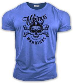 bebak Herren Gym T-Shirt | Viking Warrior | Gym Kleidung für Männer | Arnold Bodybuilding T-Shirt | Ideal für MMA Strongman Crossfit, atlantic blue, L von BEBAK