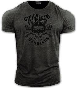 bebak Herren Gym T-Shirt | Viking Warrior | Gym Kleidung für Männer | Arnold Bodybuilding T-Shirt | Ideal für MMA Strongman Crossfit, granit, L von BEBAK