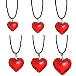 BEBIKR Halsketten, 6 Stück Kristall-Herz-Anhänger-Halsketten für Frauen, heiße Mädchen, Harajuku, koreanische Halskette, süßer, cooler Y2k-Schmuck 2023, Metall von BEBIKR