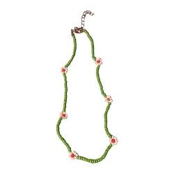 BEBIKR Halsketten für Frauen – süße Blumen-Choker-Halskette für Frauen und Mädchen, böhmische handgefertigte Perlenketten, lange Kette, Schmuck, Valentinstagsgeschenk, 40 m, Harz von BEBIKR