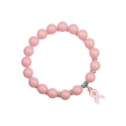 BEBIKR Rosa Puder-Kristall-Armbänder, natürliche Opal-Perlen, Armband für Damen, elastische Schnur, exquisiter Freundschaftsschmuck von BEBIKR