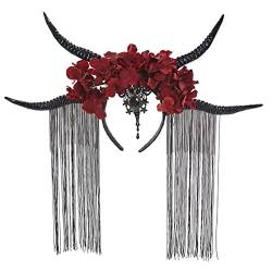 Haarband für Damen, Antilopen-Haarband, Halloween, Horn, Teufelshörner, Stirnband, Gothic-Stirnband, Gothic-Kopfbedeckung, Tag der Toten von BEBIKR